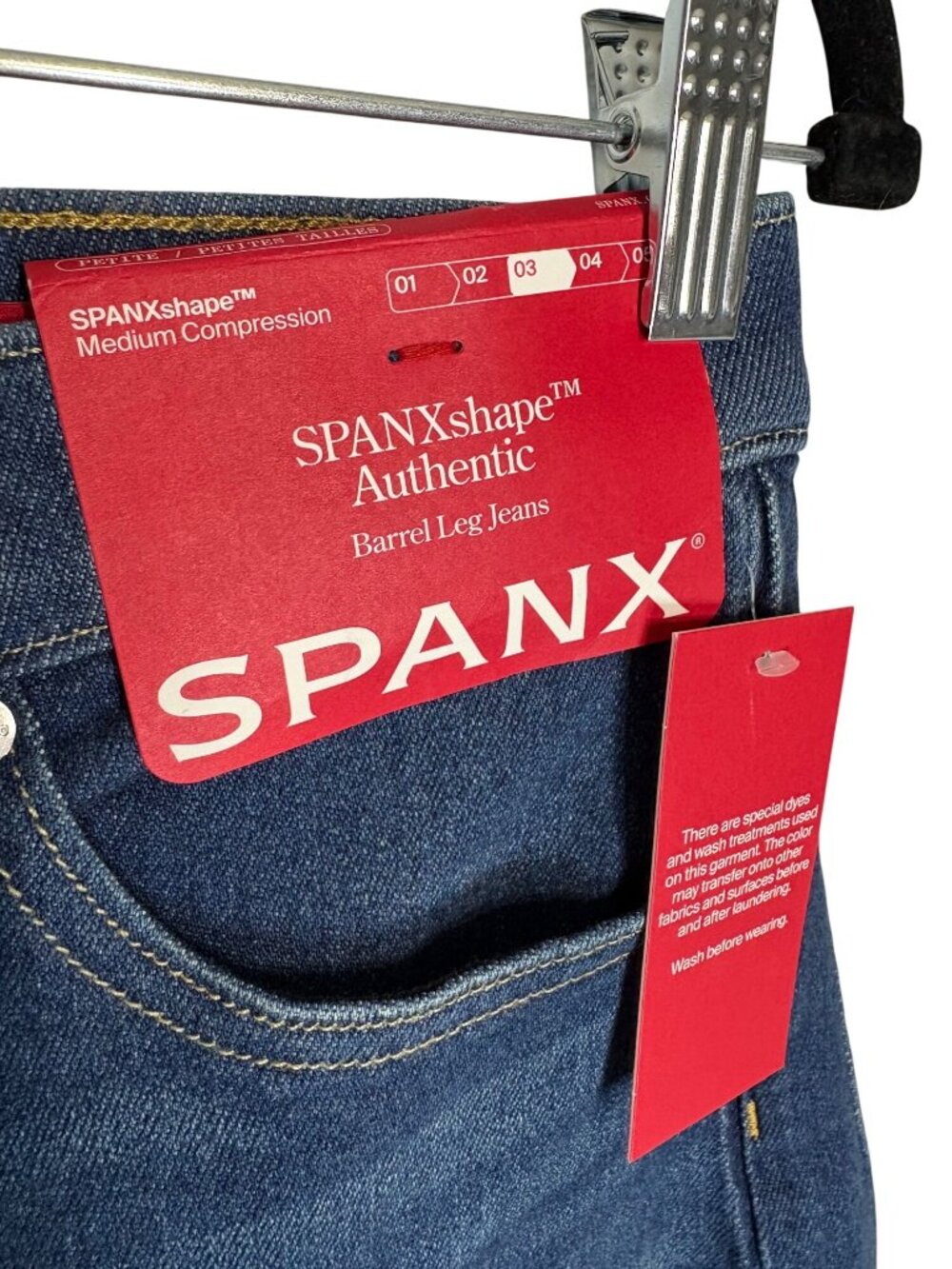 NWT SPANX Authentic Denim Barrel Leg Jeans-sz Medium - Picture 4 of 12